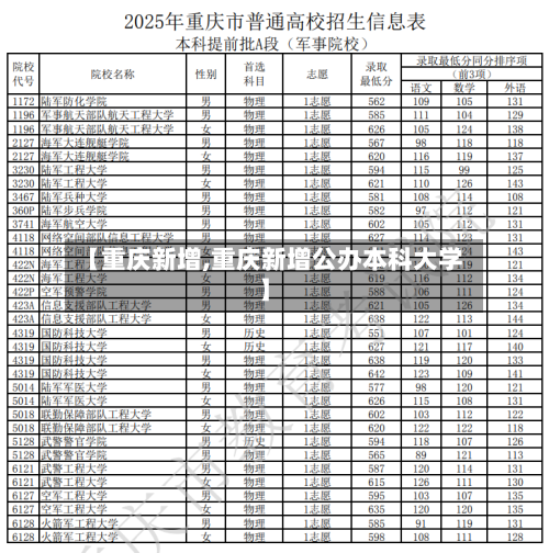 【重庆新增,重庆新增公办本科大学】